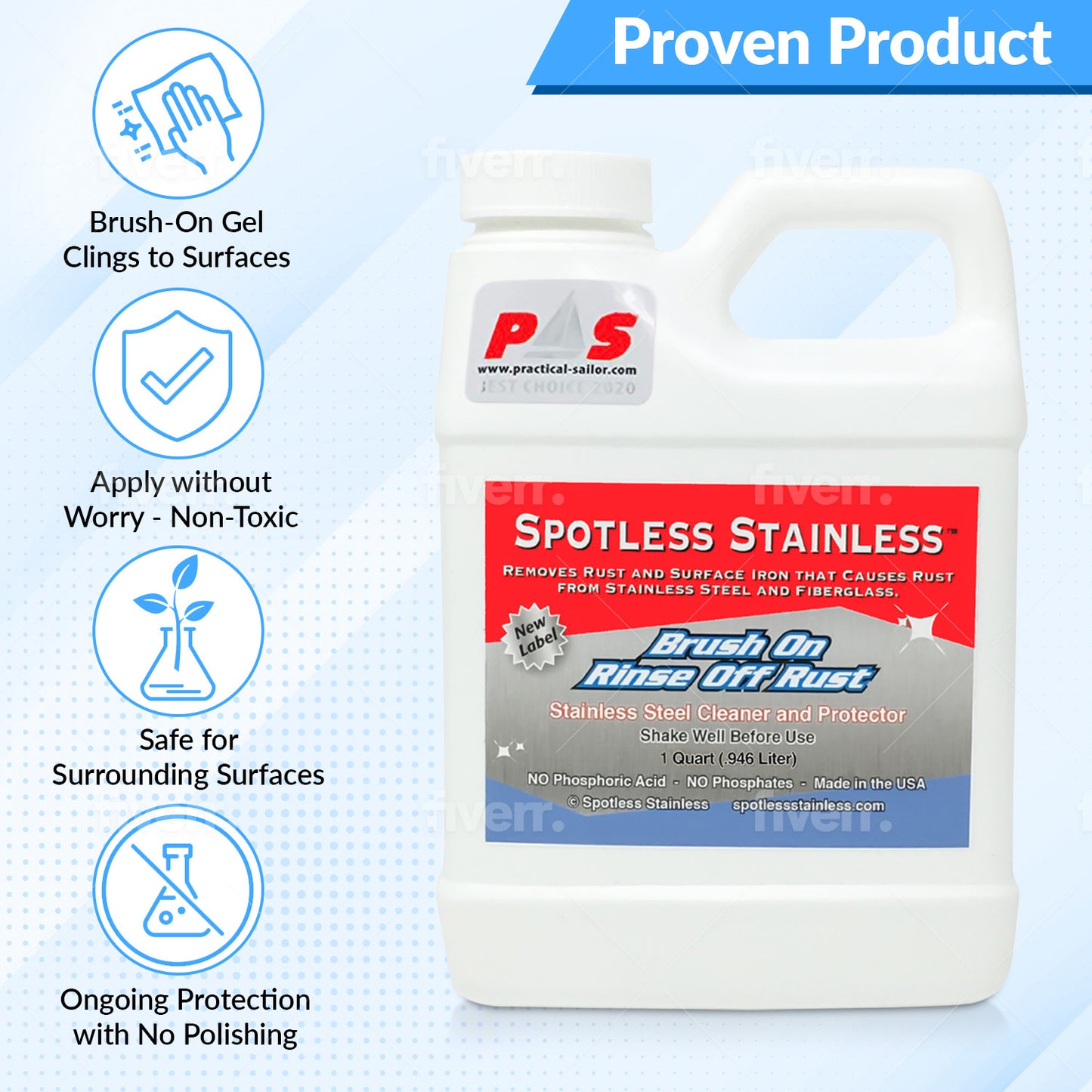 Spotless Stainless Rust Remover and Protectant - 1 Gallon